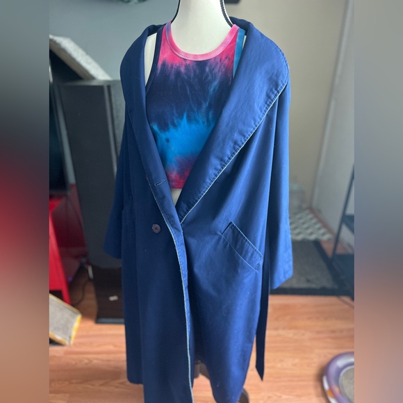 Vintage Blue Trench Coat - Picture 2 of 8